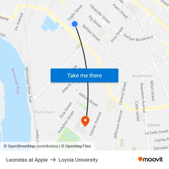 Leonidas at Apple to Loyola University map