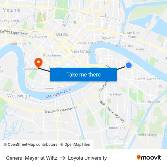 General Meyer at Wiltz to Loyola University map
