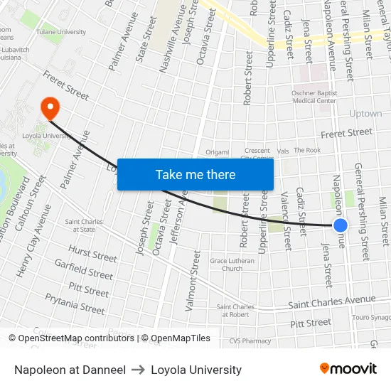 Napoleon at Danneel to Loyola University map