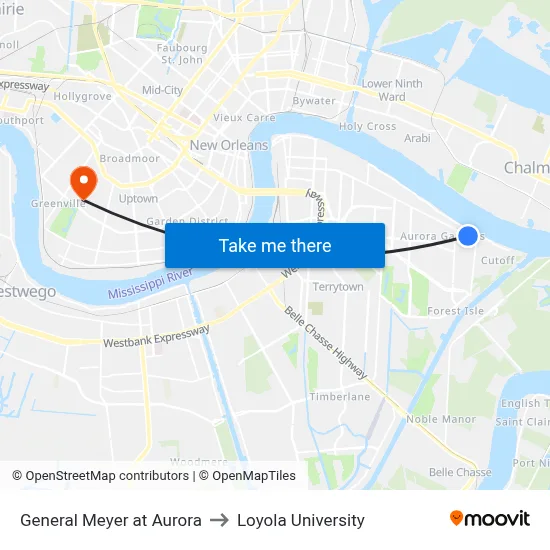 General Meyer at Aurora to Loyola University map