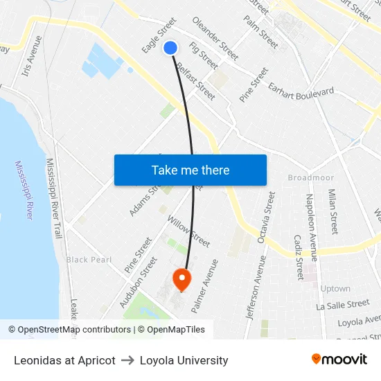 Leonidas at Apricot to Loyola University map