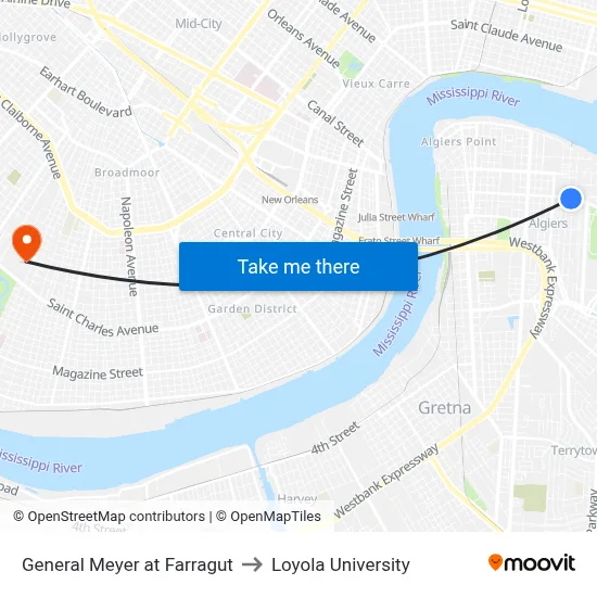General Meyer at Farragut to Loyola University map