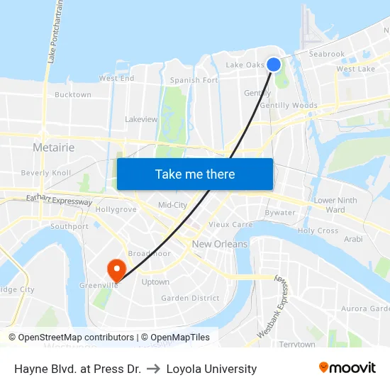 Hayne Blvd. at Press Dr. to Loyola University map