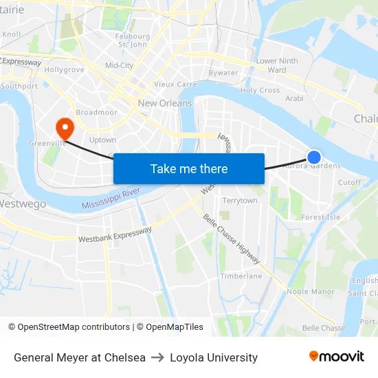 General Meyer at Chelsea to Loyola University map