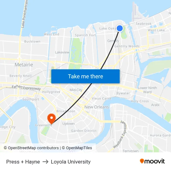 Press + Hayne to Loyola University map