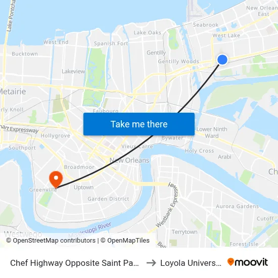 Chef Highway Opposite Saint Paul's to Loyola University map