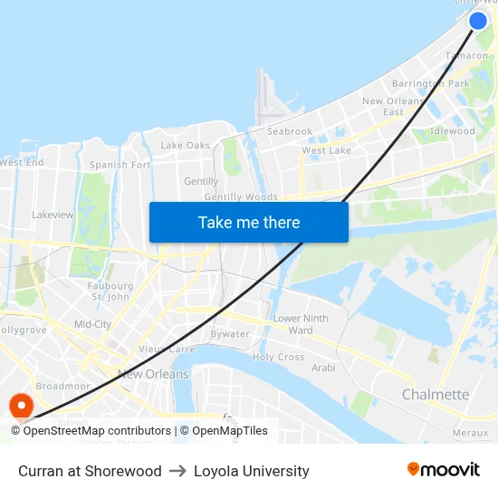 Curran at Shorewood to Loyola University map