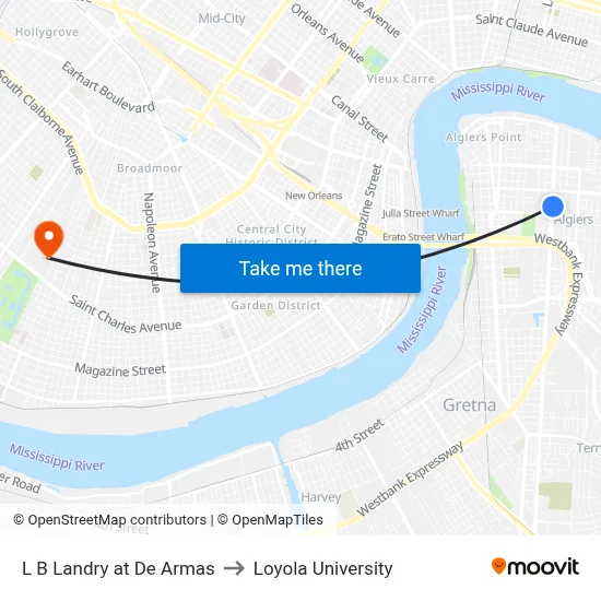 L B Landry at De Armas to Loyola University map