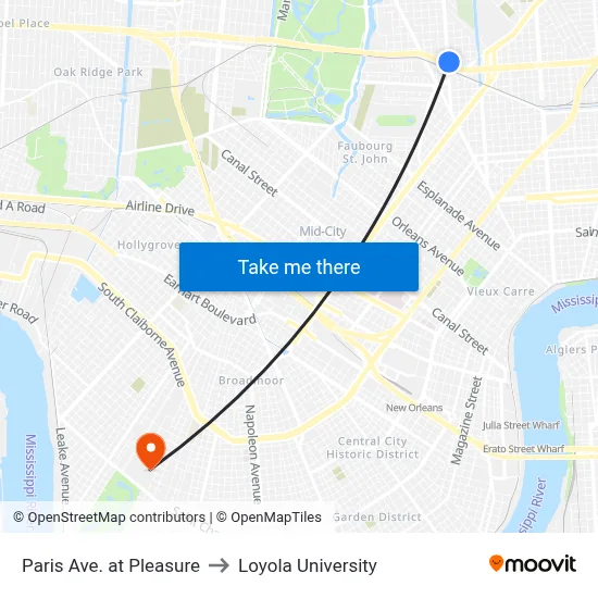 Paris Ave. at Pleasure to Loyola University map