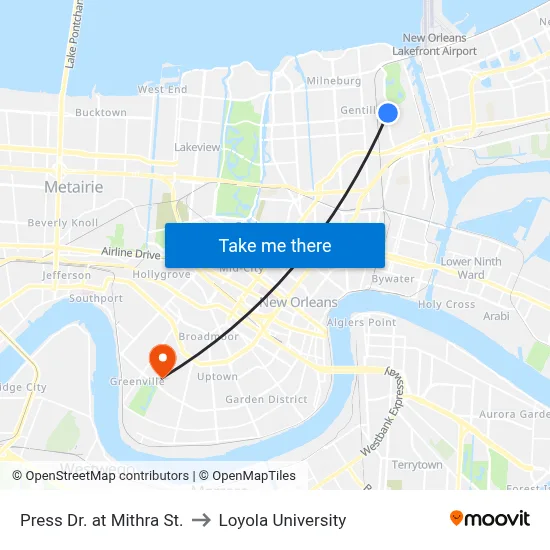Press Dr. at Mithra St. to Loyola University map