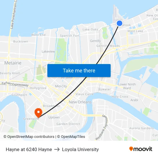 Hayne at 6240 Hayne to Loyola University map