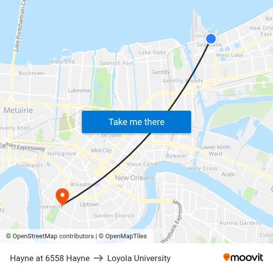 Hayne at 6558 Hayne to Loyola University map