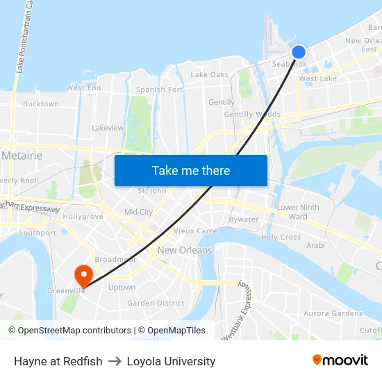Hayne at Redfish to Loyola University map