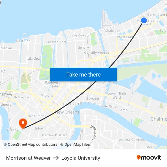 Morrison at Weaver to Loyola University map