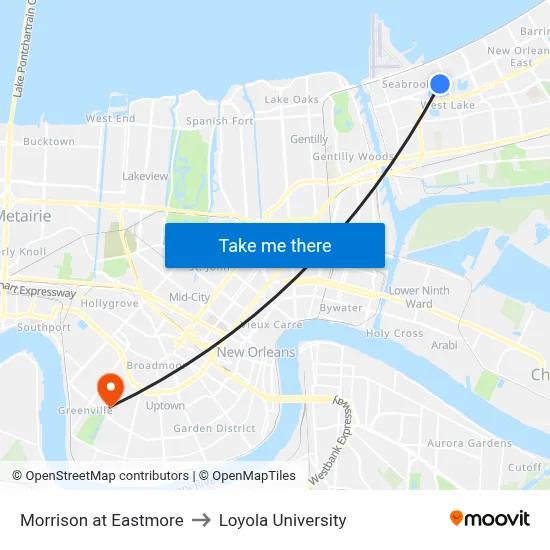 Morrison at Eastmore to Loyola University map