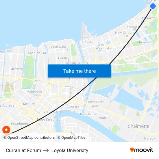Curran at Forum to Loyola University map