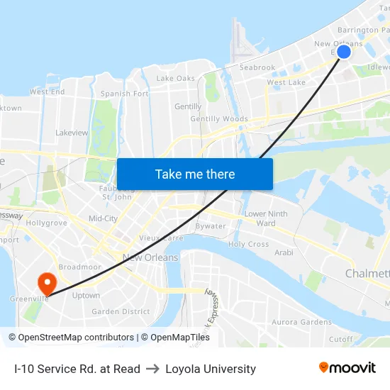 I-10 Service Rd. at Read to Loyola University map