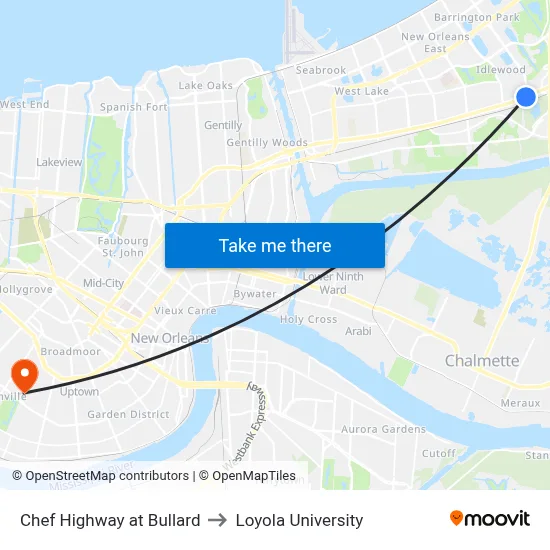 Chef Highway at Bullard to Loyola University map