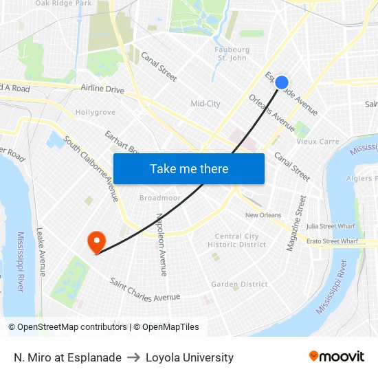 N. Miro at Esplanade to Loyola University map
