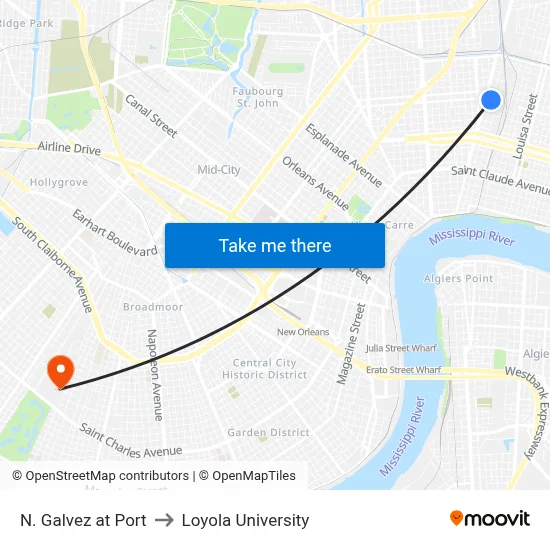 N. Galvez at Port to Loyola University map