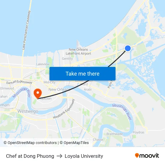 Chef at Dong Phuong to Loyola University map