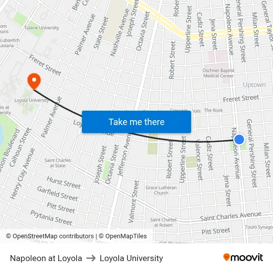 Napoleon at Loyola to Loyola University map