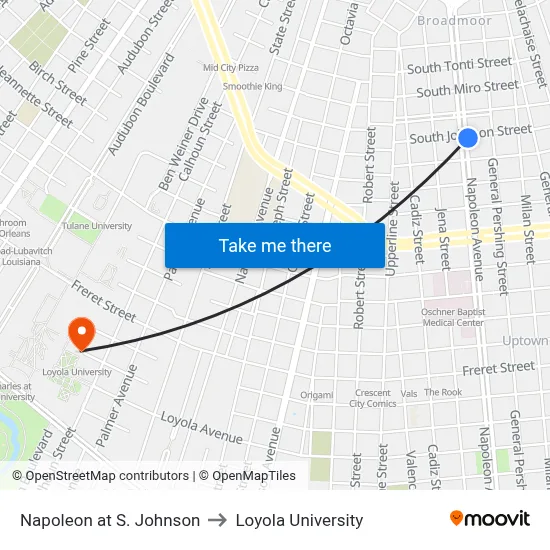 Napoleon at S. Johnson to Loyola University map