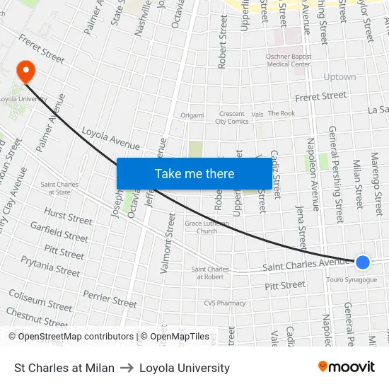 St Charles at Milan to Loyola University map