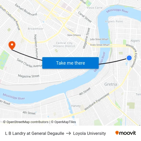 L B Landry at General Degaulle to Loyola University map