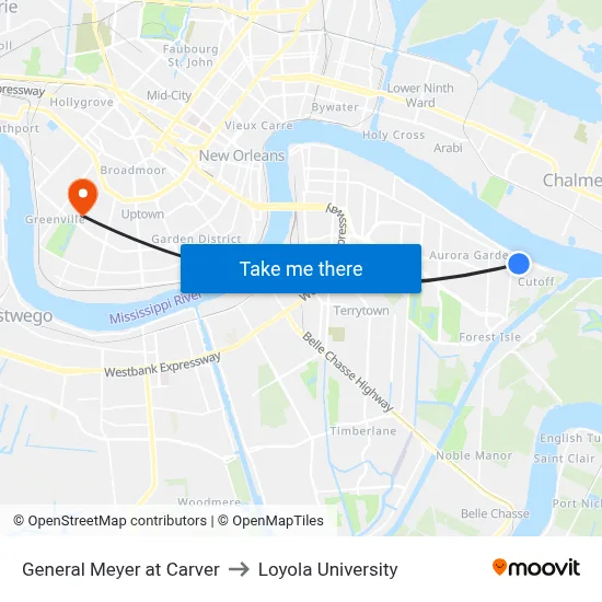 General Meyer at Carver to Loyola University map