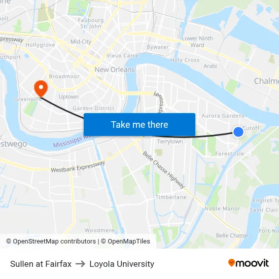 Sullen at Fairfax to Loyola University map