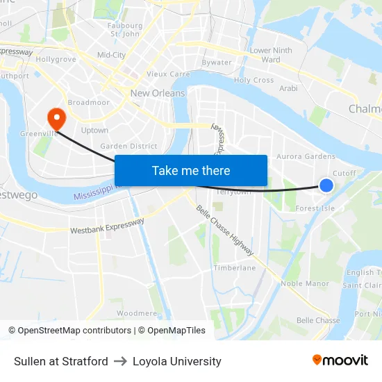 Sullen at Stratford to Loyola University map