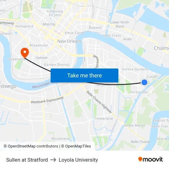 Sullen at Stratford to Loyola University map