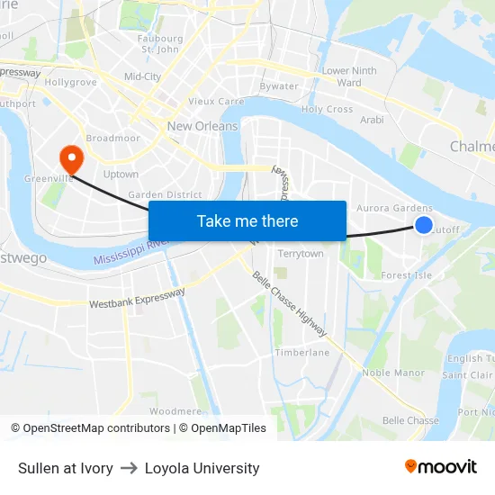 Sullen at Ivory to Loyola University map