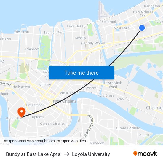 Bundy at East Lake Apts. to Loyola University map