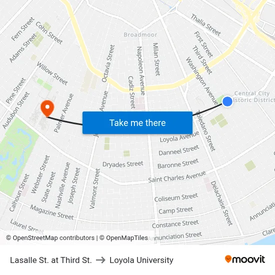 Lasalle St. at Third St. to Loyola University map