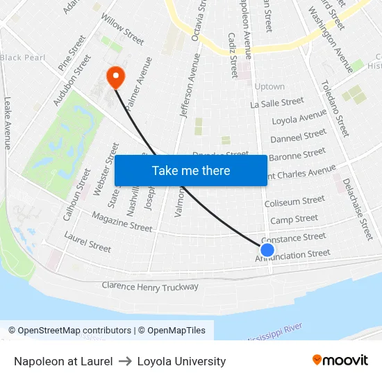 Napoleon at Laurel to Loyola University map