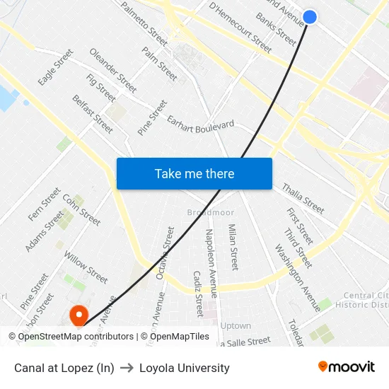 Canal at Lopez (In) to Loyola University map