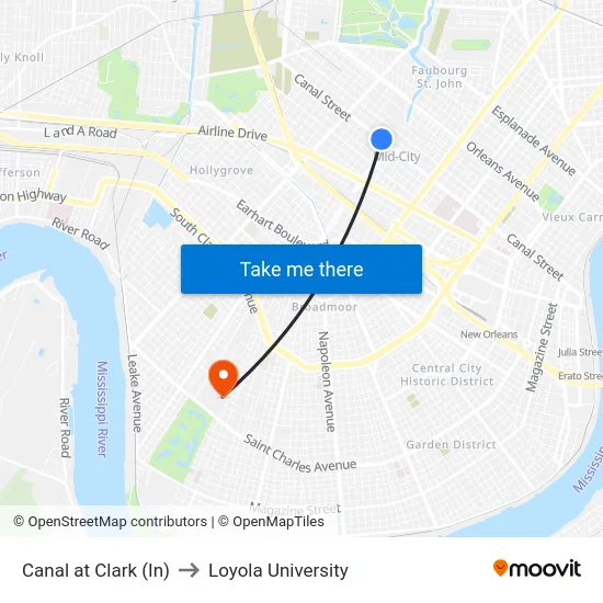 Canal at Clark (In) to Loyola University map