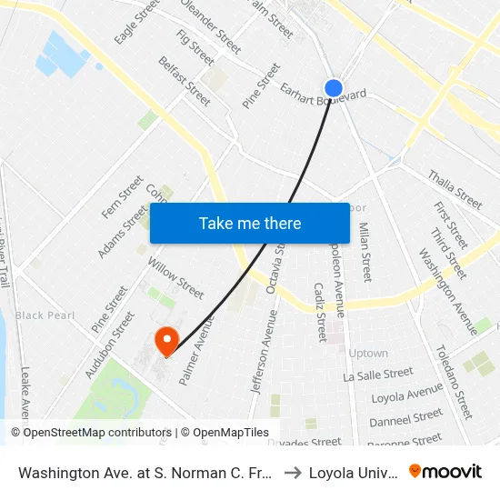 Washington Ave. at S. Norman C. Francis Pkwy. to Loyola University map
