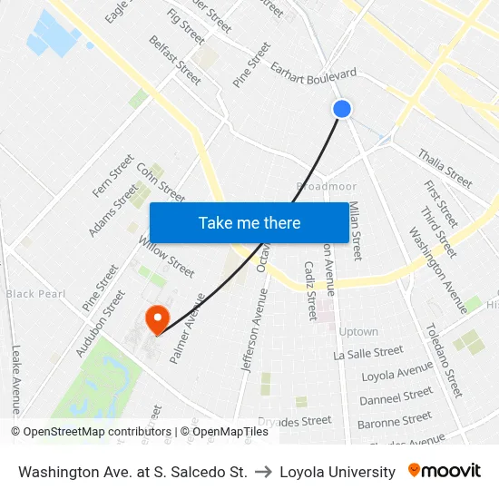 Washington Ave. at S. Salcedo St. to Loyola University map