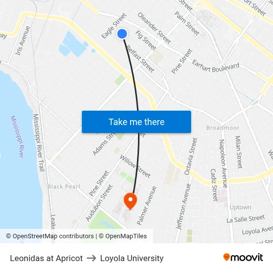 Leonidas at Apricot to Loyola University map