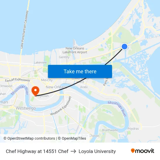 Chef Highway at 14551 Chef to Loyola University map