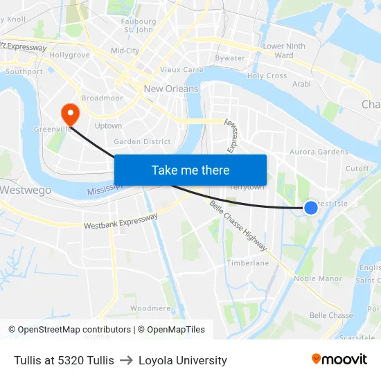 Tullis at 5320 Tullis to Loyola University map