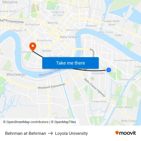 Behrman at Behrman to Loyola University map
