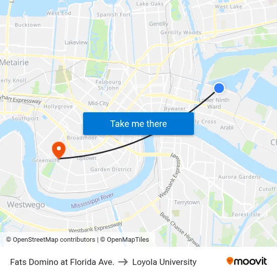 Fats Domino at Florida Ave. to Loyola University map