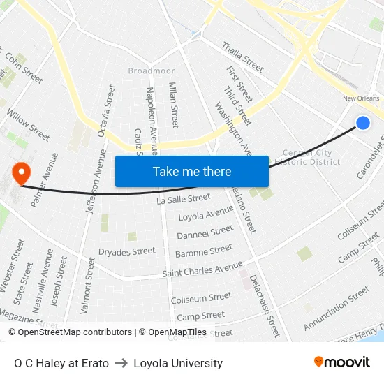 O C Haley at Erato to Loyola University map