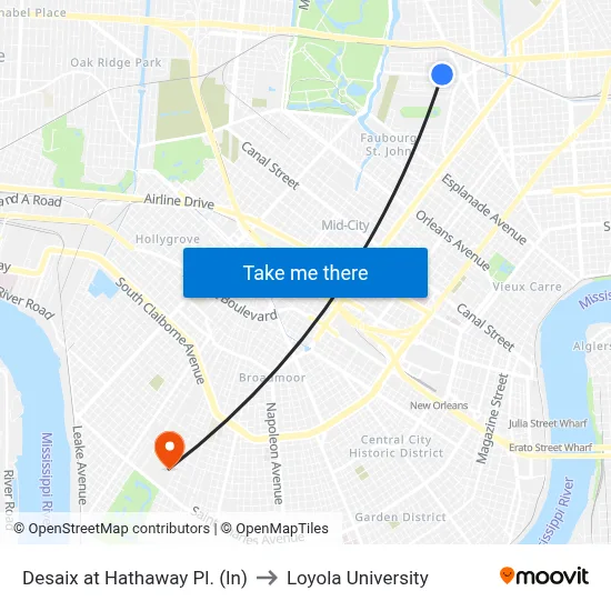 Desaix at Hathaway Pl. (In) to Loyola University map