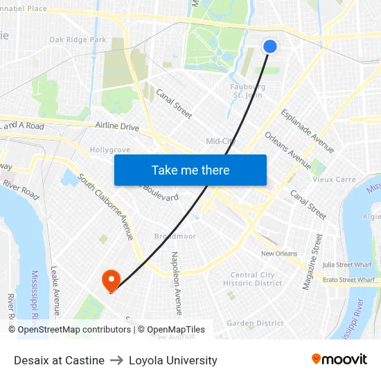 Desaix at Castine to Loyola University map