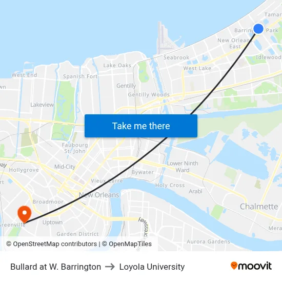 Bullard at W. Barrington to Loyola University map